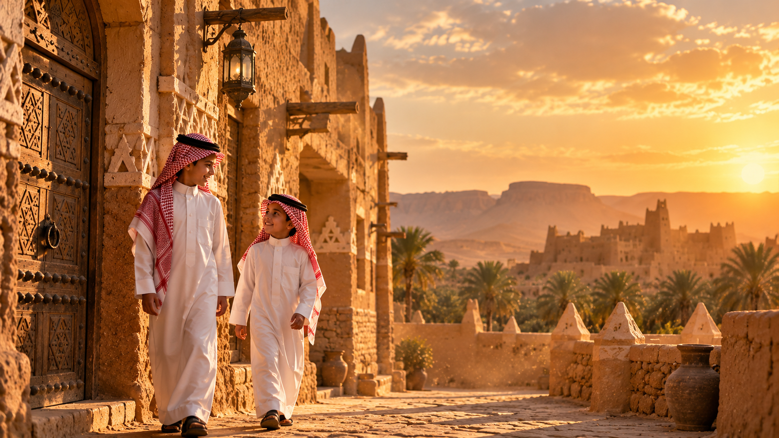 صورة فنية مولّدة تستلهم التراث السعودي: في الأزقة القديمة تعيش الحكايات